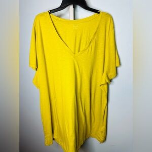 Madewell NWT V-neck Cotton yellow plus size top 3X